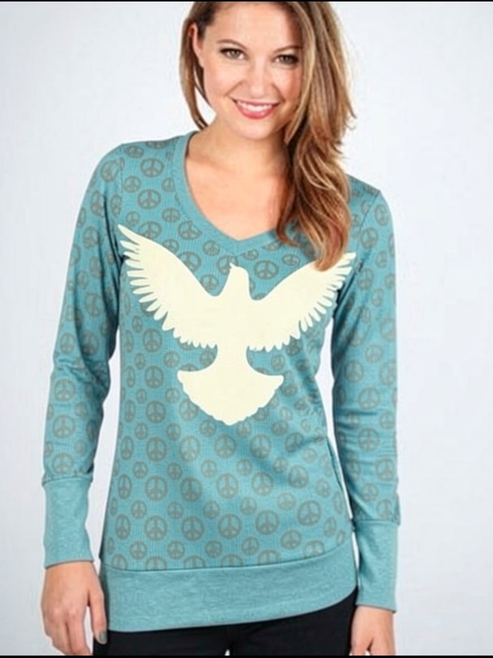 50%offw❤️ Peace Generation Long Sleeve thermal Dove Front Size XS NWOT 24